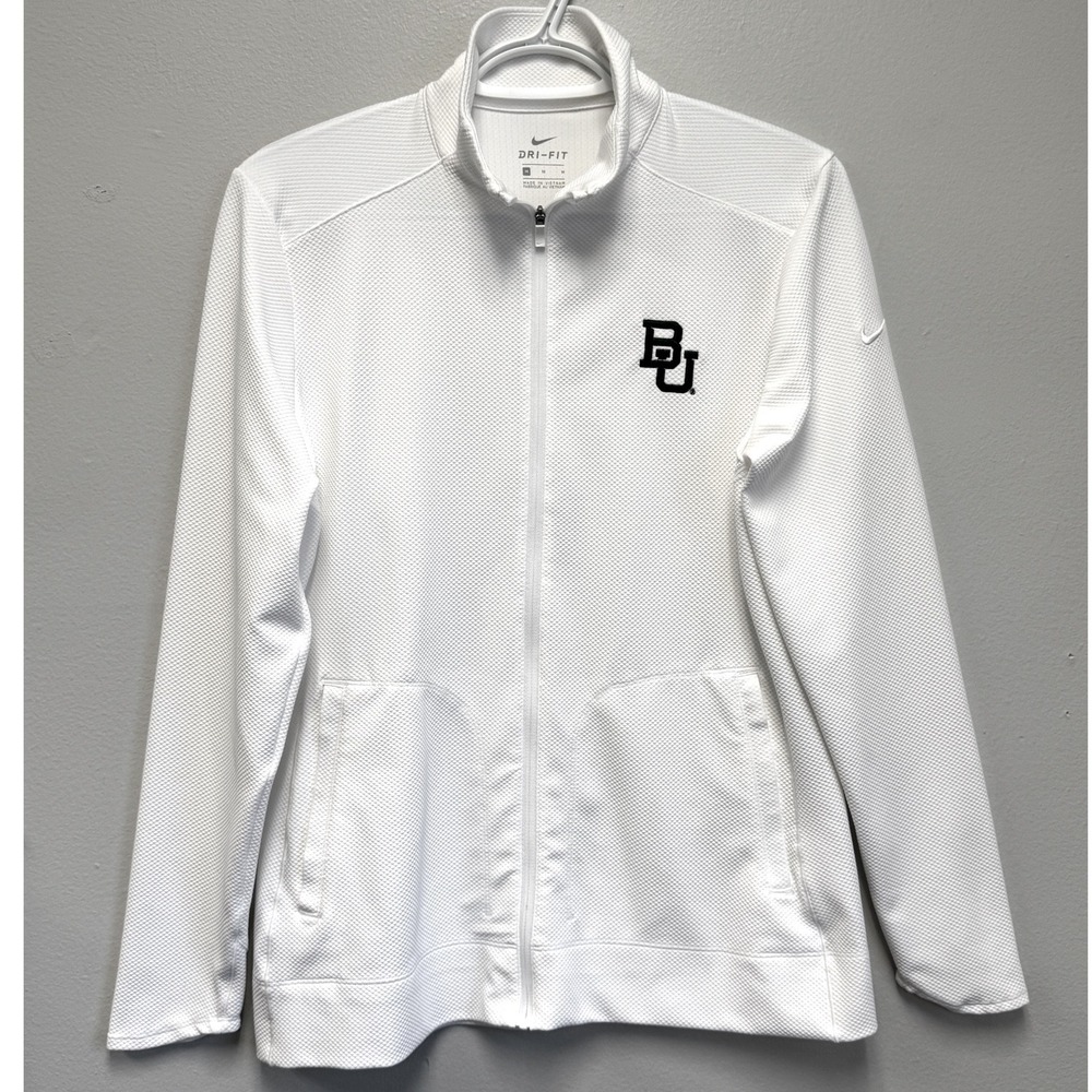 Nike Dri-FIT UV Victory Baylor University BU Full Zip Jacket Womens M White Golf - Picture 1 of 10